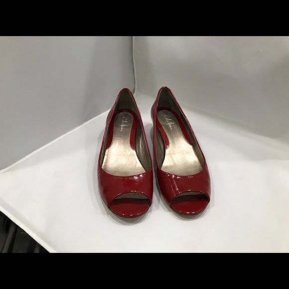 COLE HAAN ELLY OT BALLET wedge red patent peep toe - Picture 3 of 6